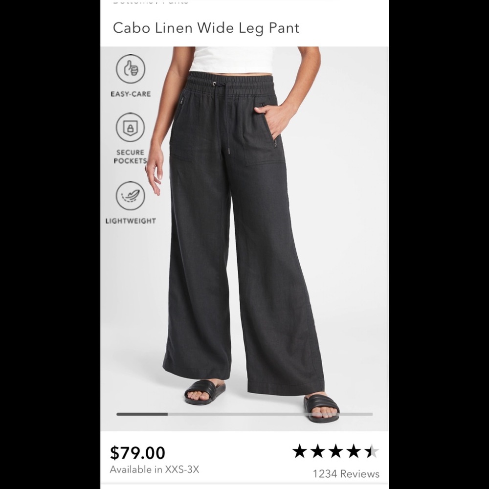 Athleta Cabo Linen wide leg pants.